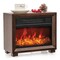 Costway Mini Desktop Electric Fireplace Heater Portable Wooden Fireplace with Vivid Flame Brown